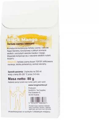 Juodos mango arbatos 80g pakuotė - galinė pusė