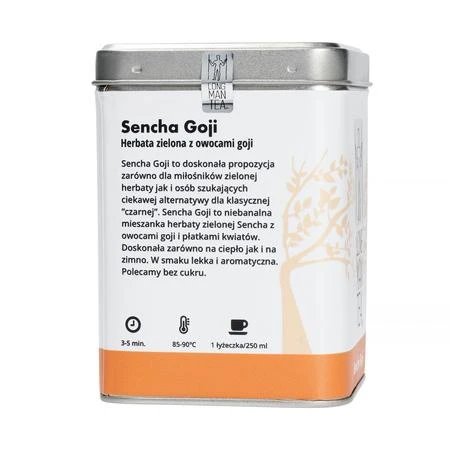 Sencha Goji arbatos skardinė su užrašu