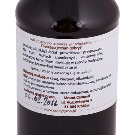 „Mount Caramel“ šokolado ir apelsinų sirupas, 200 ml