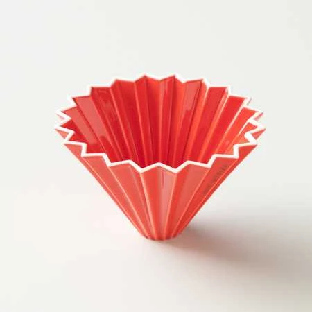Origami M dripper raudonas klostuotas piltuvas