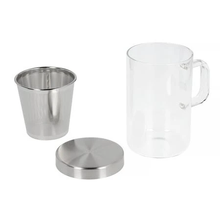 Stiklinis puodelis su sieteliu ir dangteliu 450 ml