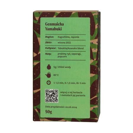 Genmaicha Yamabuki arbatos dėžutė su instrukcija