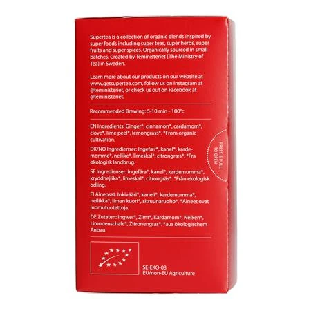Supertea Ayurveda Restore arbatos sudėtis ant pakuotės