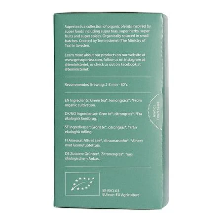 Supertea žalia arbata su citrina – pakuotės nugarėlė
