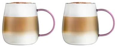 Vialli Design - 2 puodelių rinkinys Bolla su rožine rankena 400ml