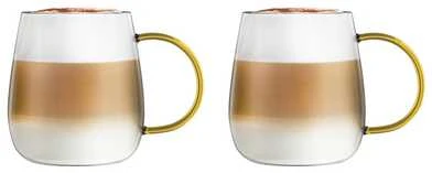 Vialli Design - 2 puodelių rinkinys Bolla su Yelloe rankena 400ml