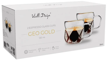 Vialli Design 2 filiżanki do espresso 120 ml Geo Gold 32118