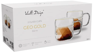 Vialli Design 2 filiżanki 350 ml Geo Gold 32125