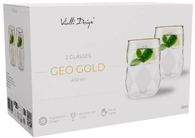 Vialli Design 2 szklanki 450 ml Geo Gold 32095