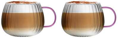 Tulip Vialli Design - Tulpių rinkinys iš 2 puodelių su rožine rankena 350ml