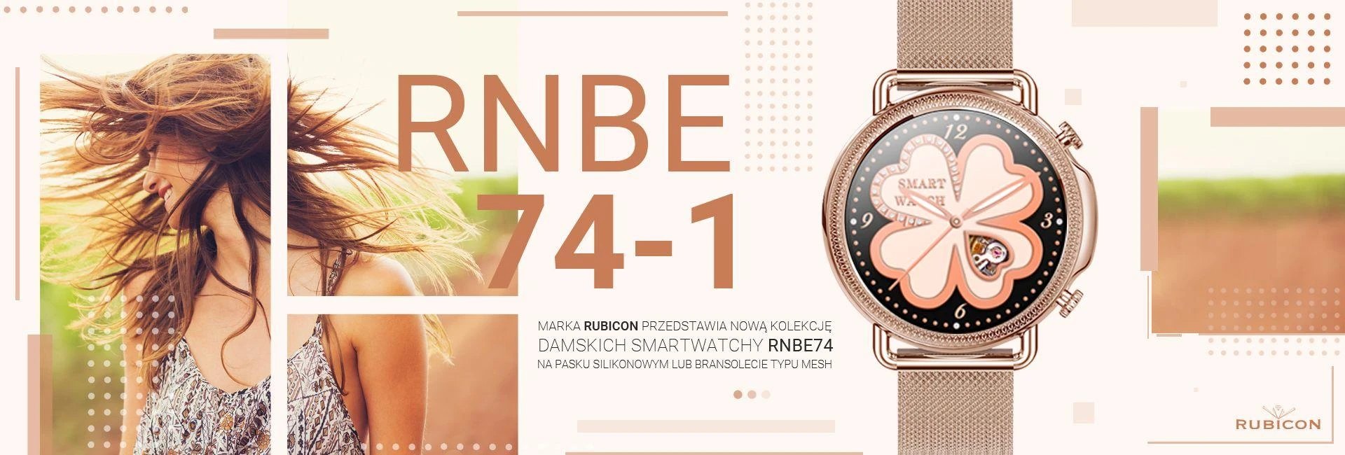 Išmanusis laikrodis Rubicon RNBE74, Rožinio aukso spalvos