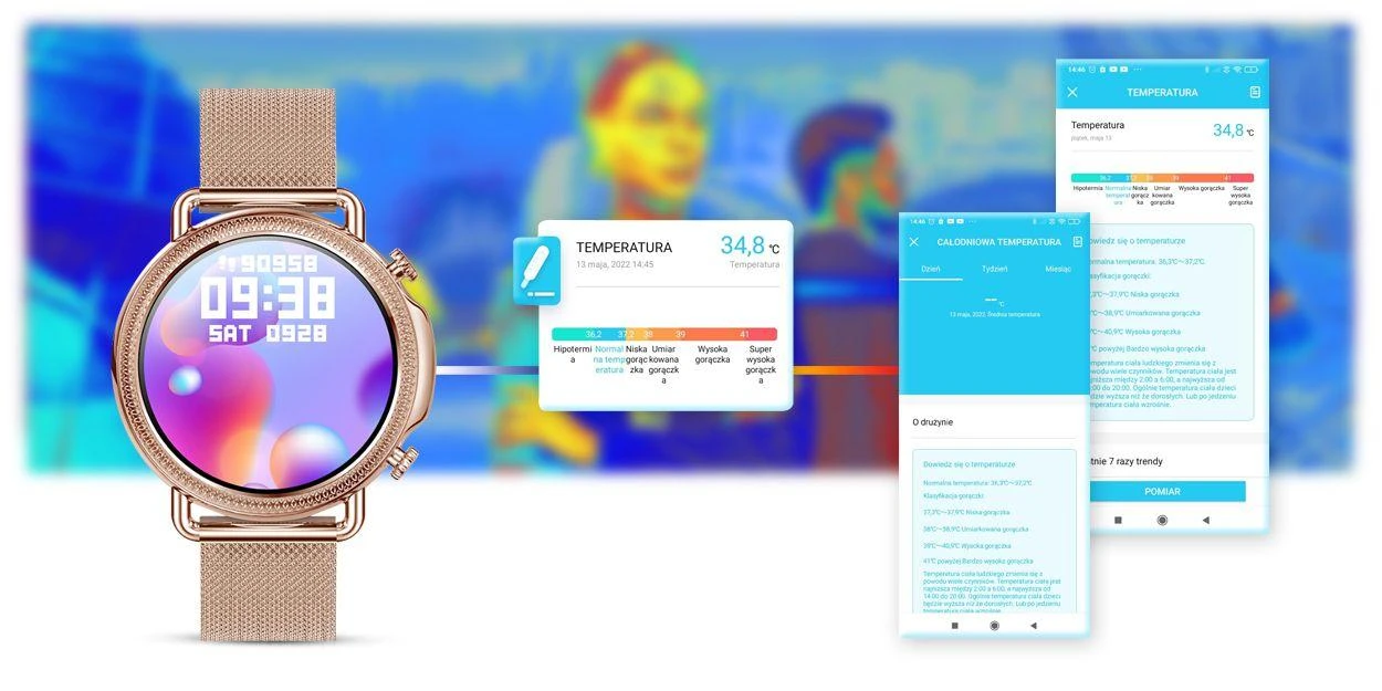 Išmanusis laikrodis Rubicon RNBE74, Rožinio aukso spalvos
