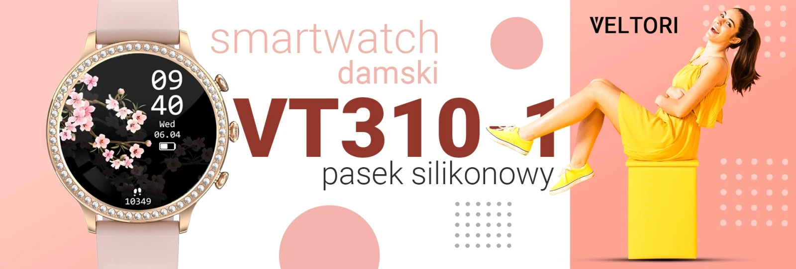 Giewont Išmanusis laikrodis Damski VELTORI VT310-1 Złota Bransoleta + Rožinė Dirželis Silikonowy aprašymas - Prekės nuotrauka Giewont Išmanusis laikrodis Damski VELTORI VT310-1 Złota Bransoleta + Rožinė Dirželis Silikonowy aprašymas - Prekės nuotrauka
