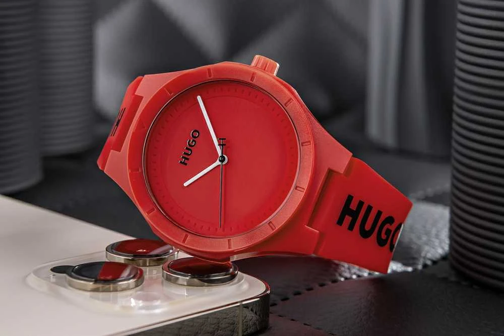 Hugo Boss HUGO Lit Raudonas Vyriškas Laikrodis 1530346 + Dėžutė
