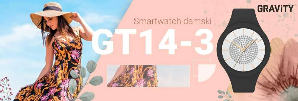 Išmanusis laikrodis DAMSKI GRAVITY GT14-3 - ROZMOWY BLUETOOTH, WŁASNE TARCZE (sg026c)