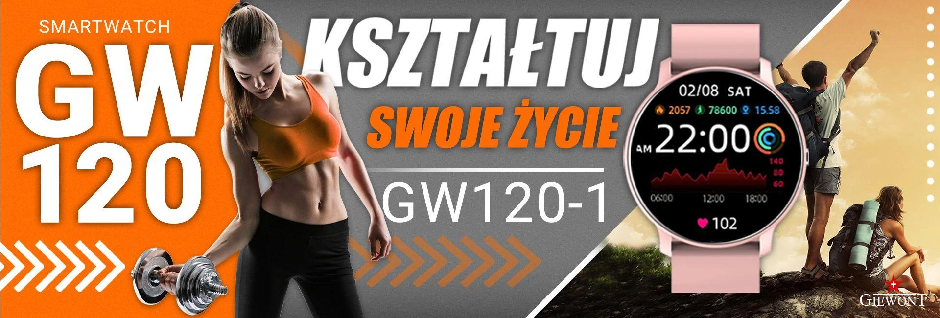 Išmanusis laikrodis Giewont GW120-1, Rožinės spalvos