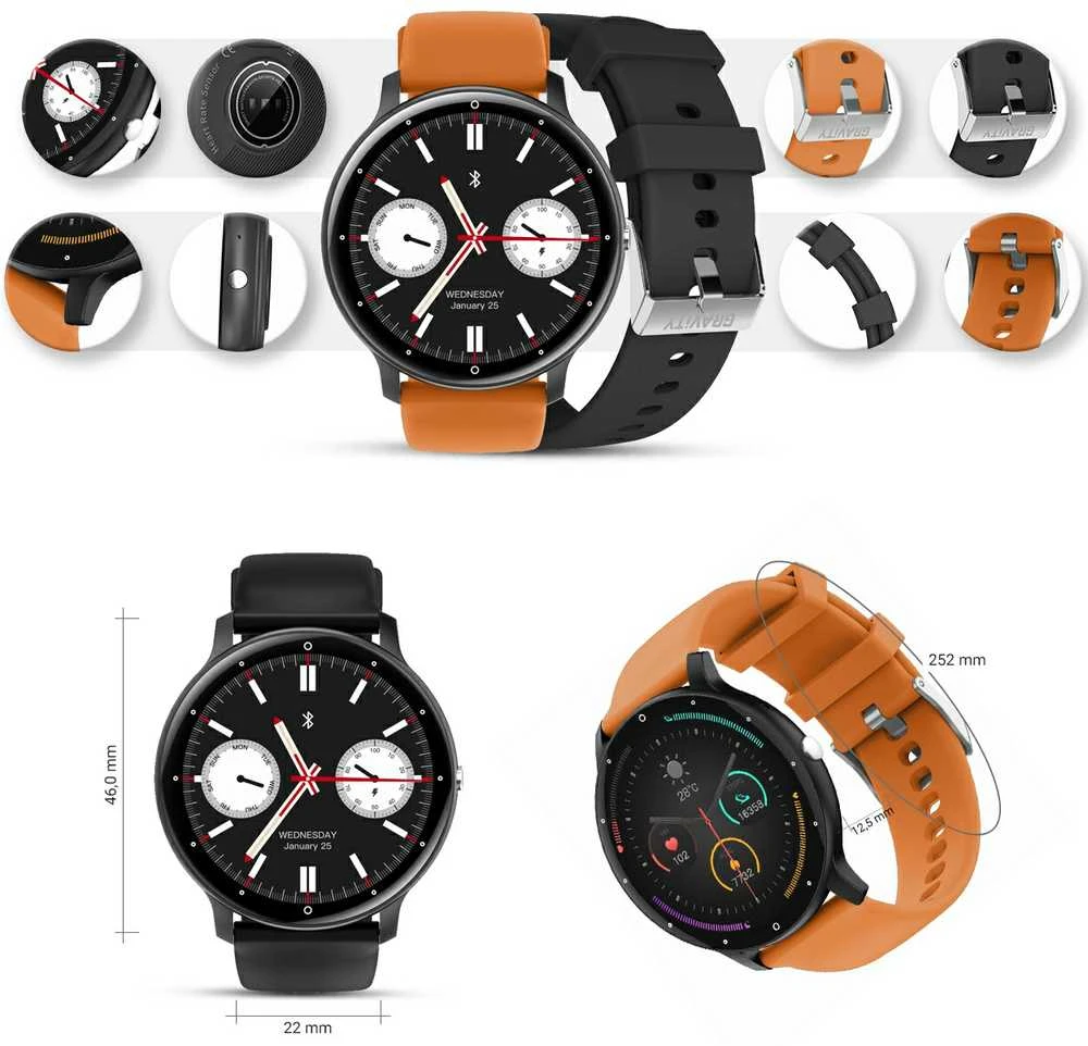Išmanusis laikrodis UNISEX GRAVITY GT1-2 PRO - BLUETOOTH RYŠYS, PAPILDOMAS PRAŽAS (sg027b)