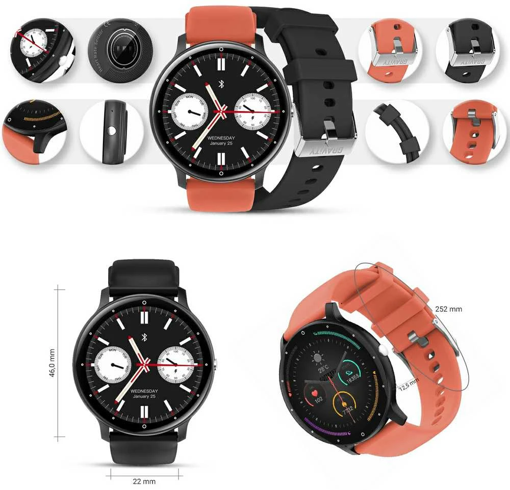 Išmanusis laikrodis UNISEX GRAVITY GT1-3 PRO - BLUETOOTH CONNECTIONS, ADDITIONAL PASSAGE (sg027c)