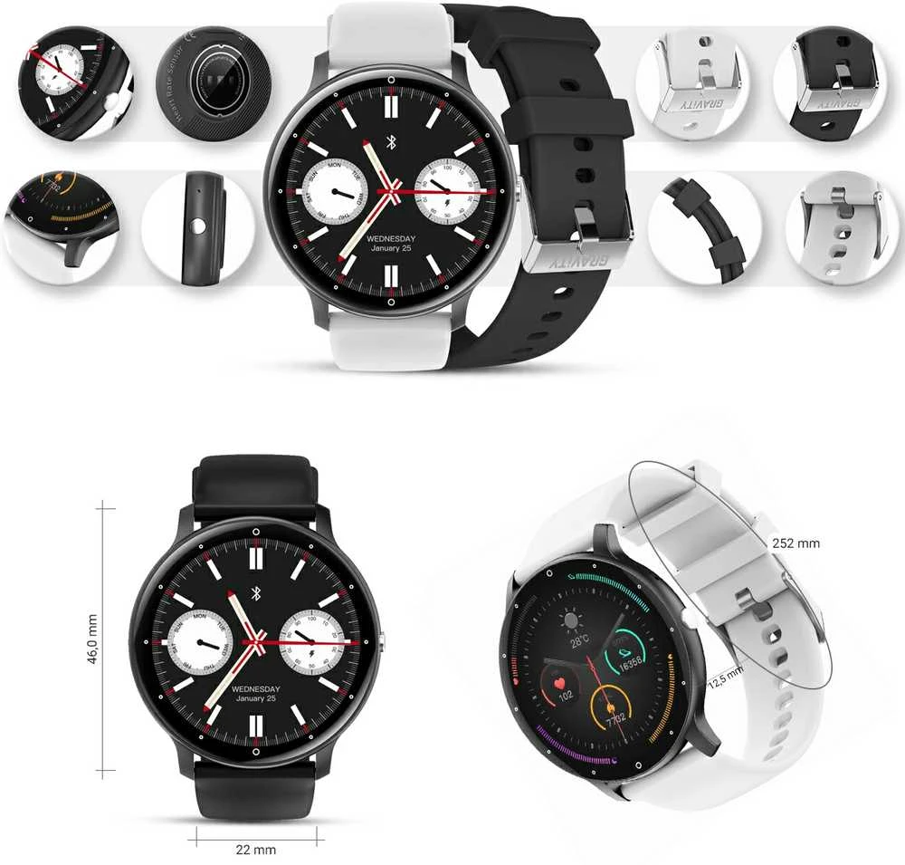 Išmanusis laikrodis UNISEX GRAVITY GT1-4 PRO - ROZMOWY BLUETOOTH, DODATKOWY PASEK (sg027d)