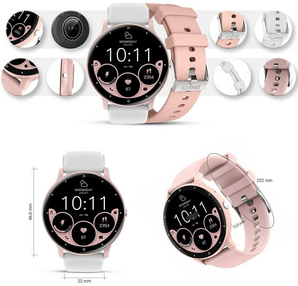Išmanusis laikrodis UNISEX GRAVITY GT1-6 PRO - BLUETOOTH RYŠIAI, PAPILDOMAS PASAGE (sg027f)