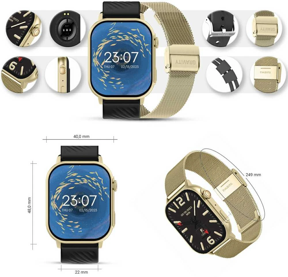 Išmanusis laikrodis UNISEX GRAVITY GT15-6 - BLUETOOTH RYŠIAI, PAPILDOMAS PRAĖJIMAS (sg029f)