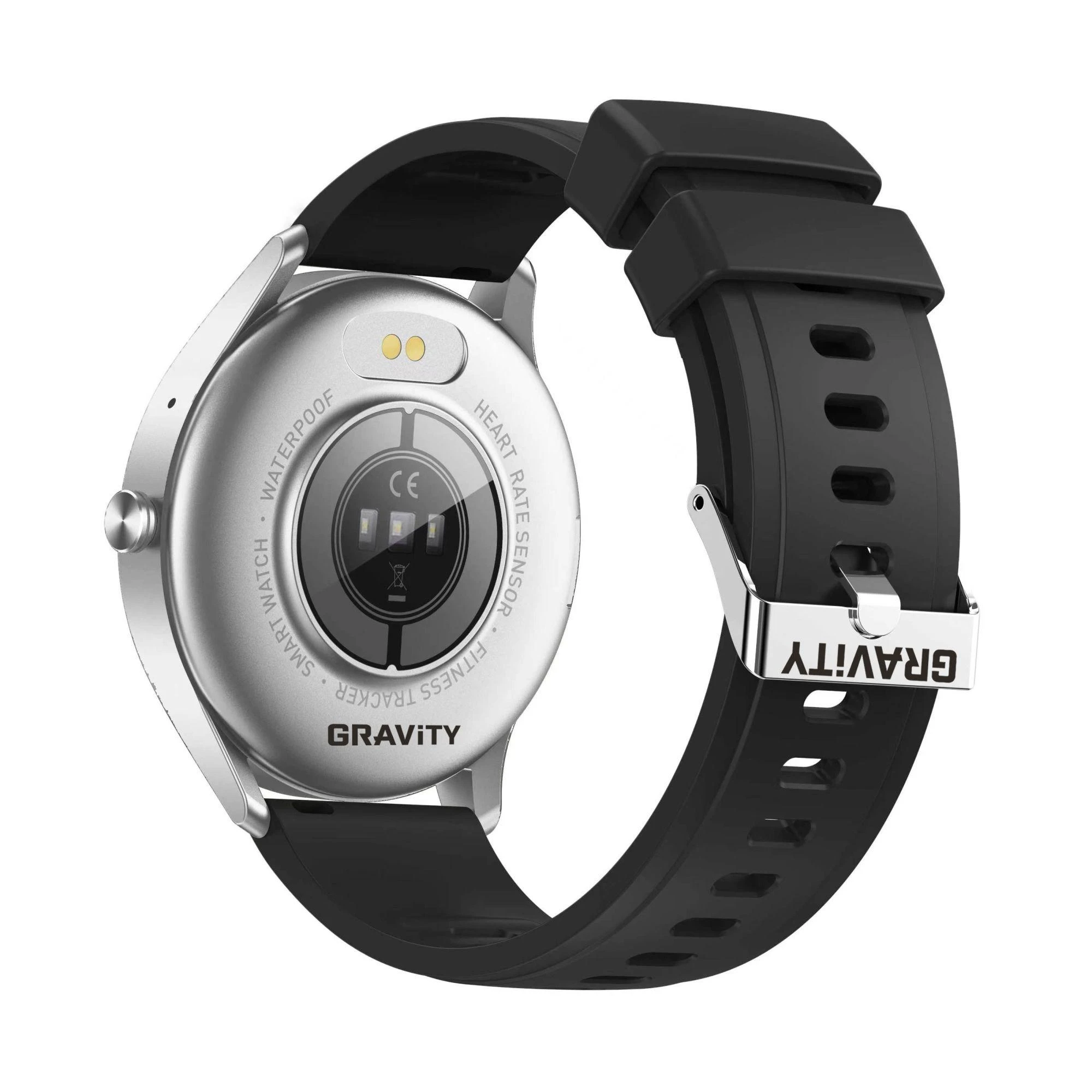 Išmanusis laikrodis Gravity GT2-6, Sidabro spalvos korpusas su juodos spalvos dirželiu