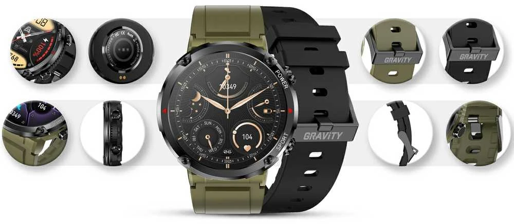 Išmanusis laikrodis MĘSKI GRAVITY GT21-7 - BLUETOOTH CALL, DODATKOWY PASEK (sg025g)