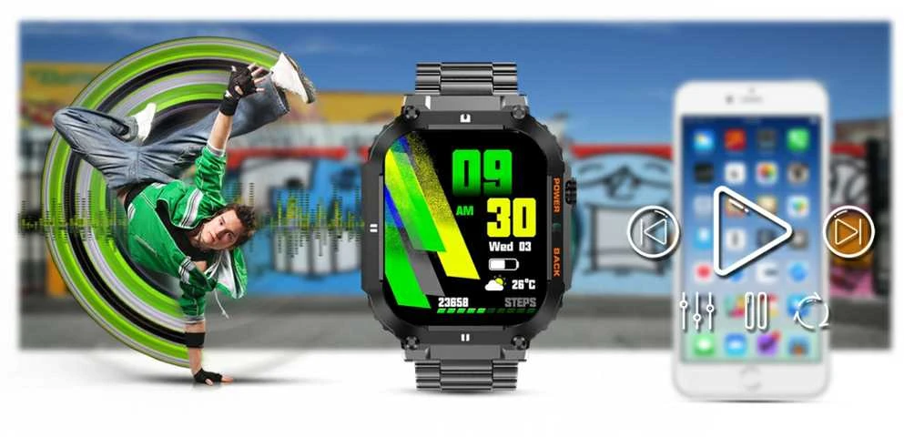 Išmanusis laikrodis Gravity GT6-2, Juodos spalvos