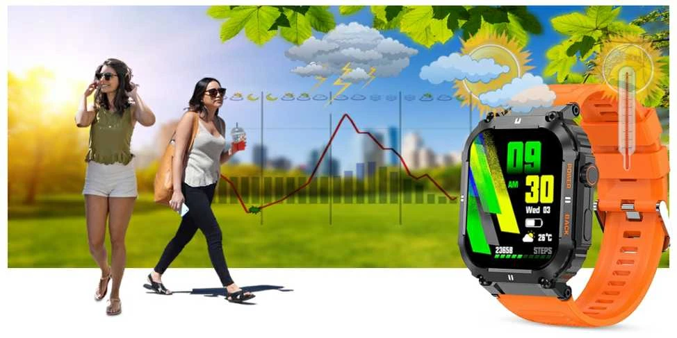 Išmanusis laikrodis Gravity GT6-3, Juodos spalvos korpusas su oranžinės spalvos dirželiu