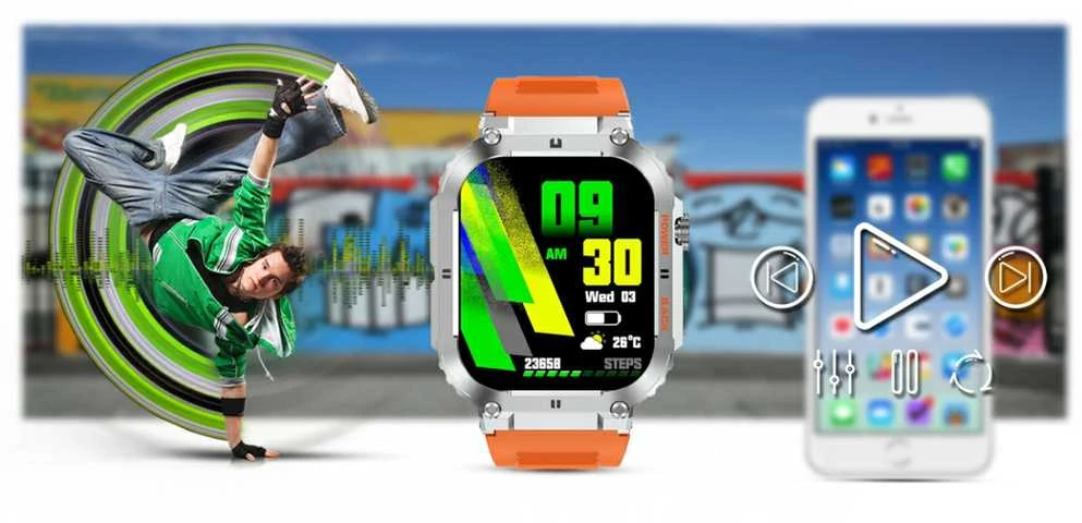 Išmanusis laikrodis Gravity GT6-4, Sidabro spalvos korpusas su juodos spalvos dirželiu