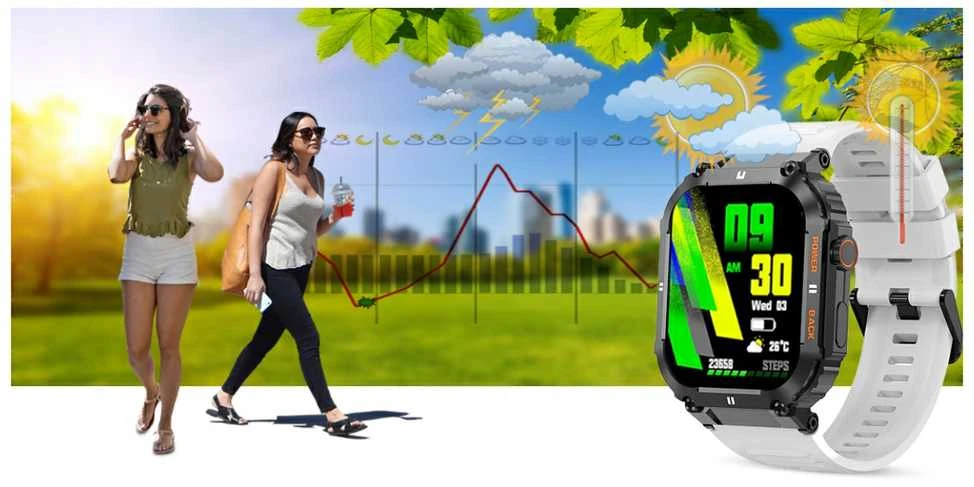 Išmanusis laikrodis Gravity GT6-8, Juodos spalvos korpusas su baltos spalvos dirželiu