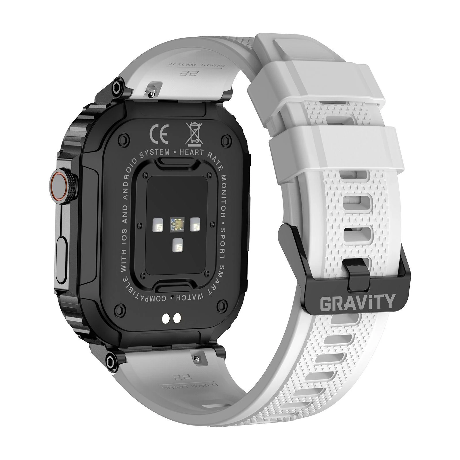 Išmanusis laikrodis Gravity GT6-8, Juodos spalvos korpusas su baltos spalvos dirželiu