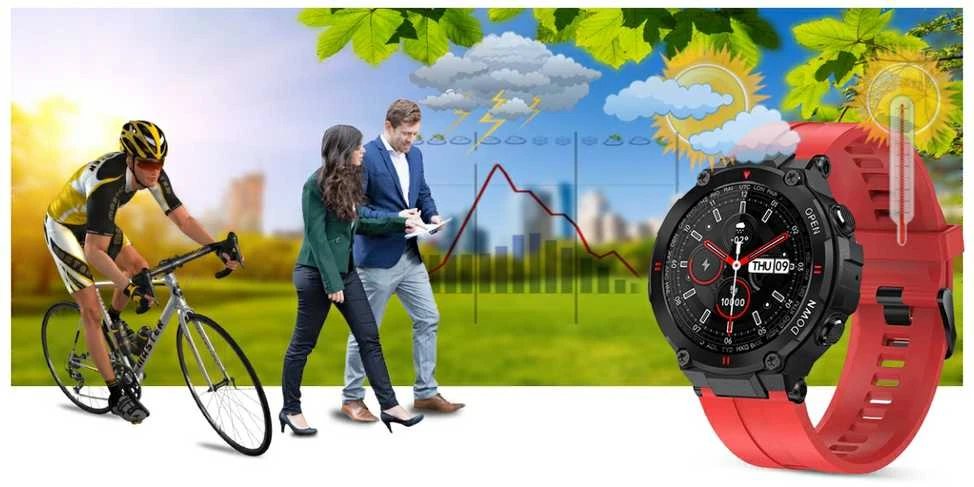 Išmanusis laikrodis Gravity GT7-5, Juodos spalvos korpusas su raudonos spalvos dirželiu