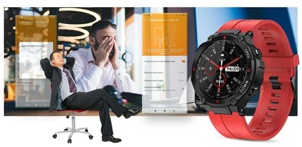 Išmanusis laikrodis Gravity GT7-5, Juodos spalvos korpusas su raudonos spalvos dirželiu