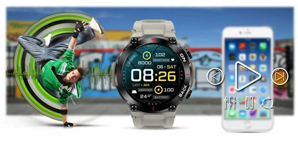 Išmanusis laikrodis Gravity GT8-4, juoda/pilka