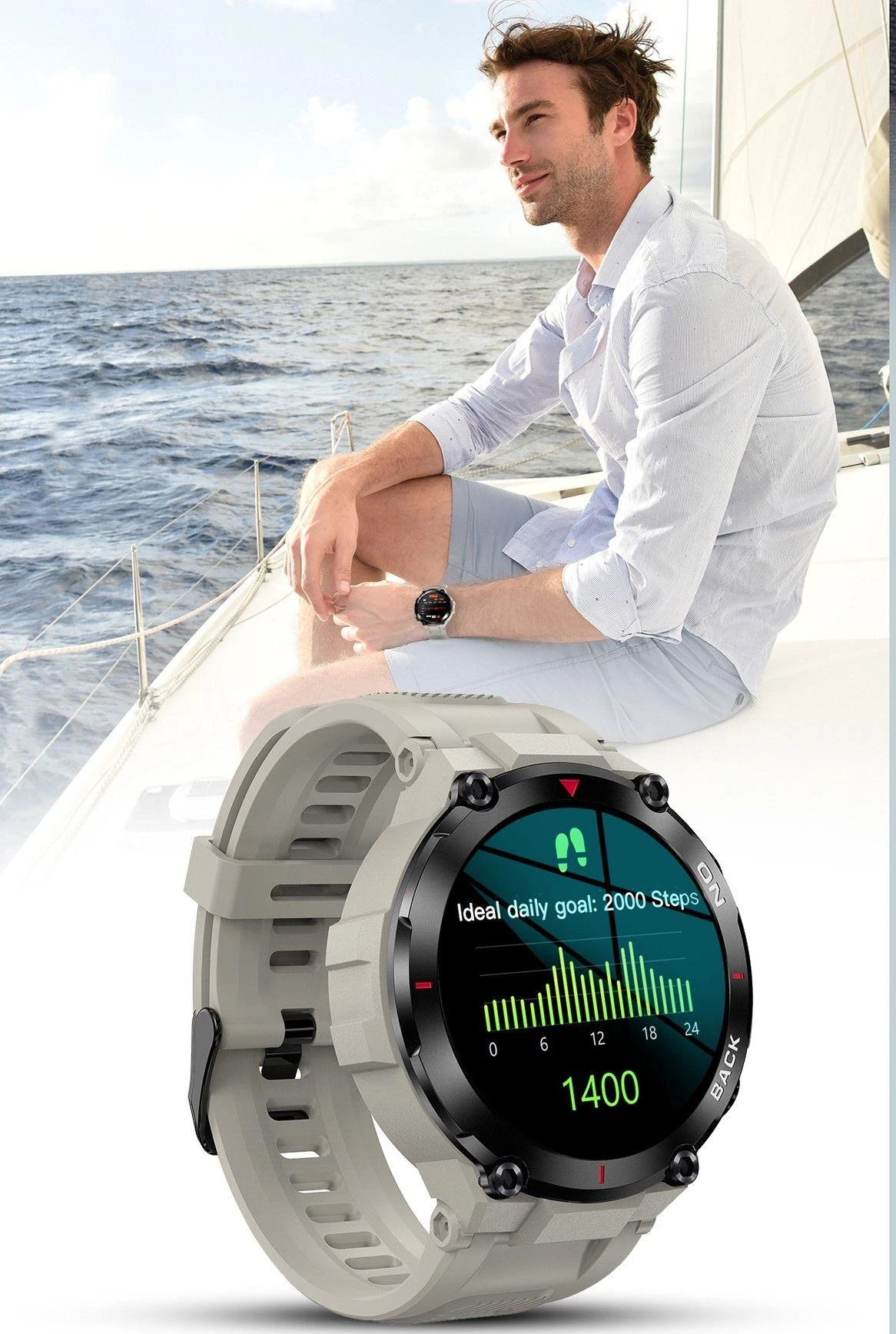 Išmanusis laikrodis Gravity GT8-4, juoda/pilka