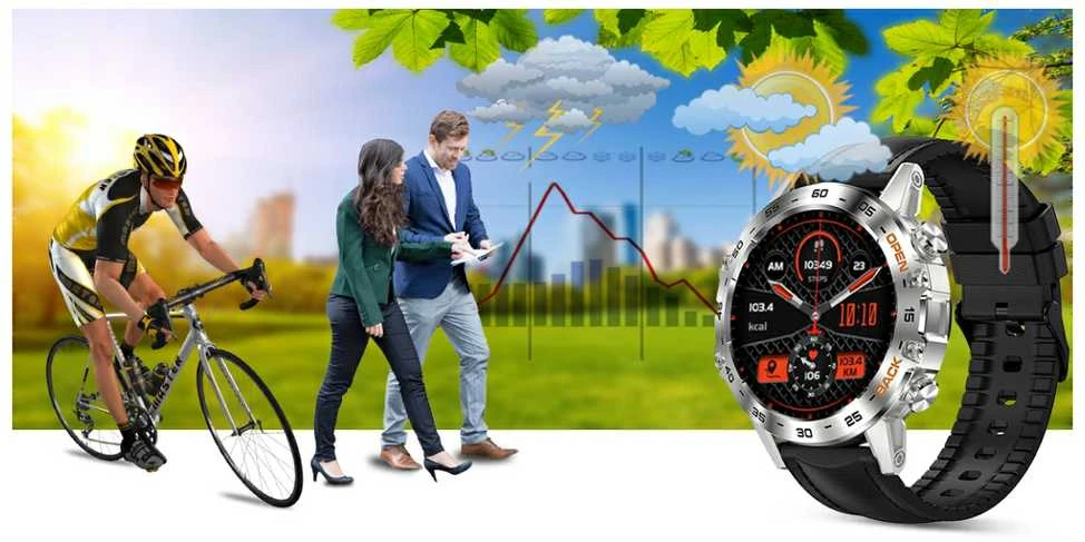 Išmanusis laikrodis Gravity GT9-6, Sidabro spalvos korpusas su juodos spalvos dirželiu