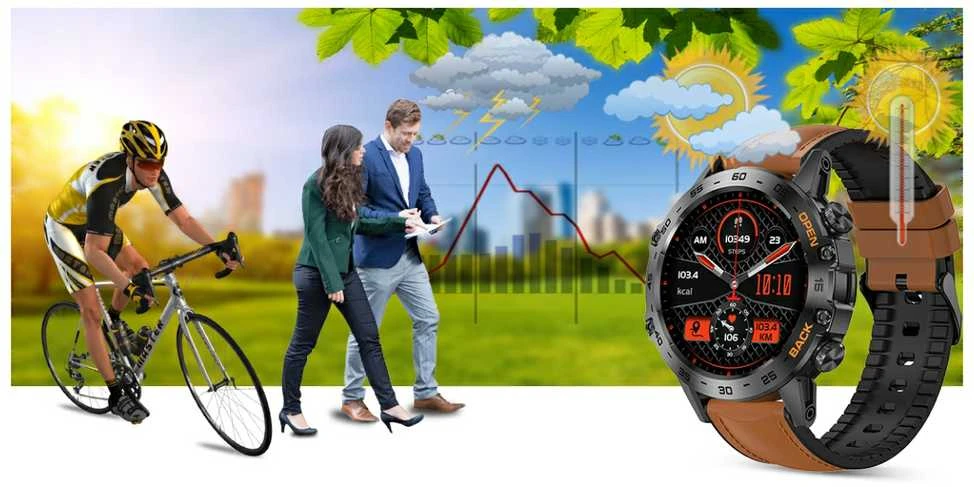 Išmanusis laikrodis Gravity GT9-7, Juodos spalvos korpusas su rudos spalvos dirželiu