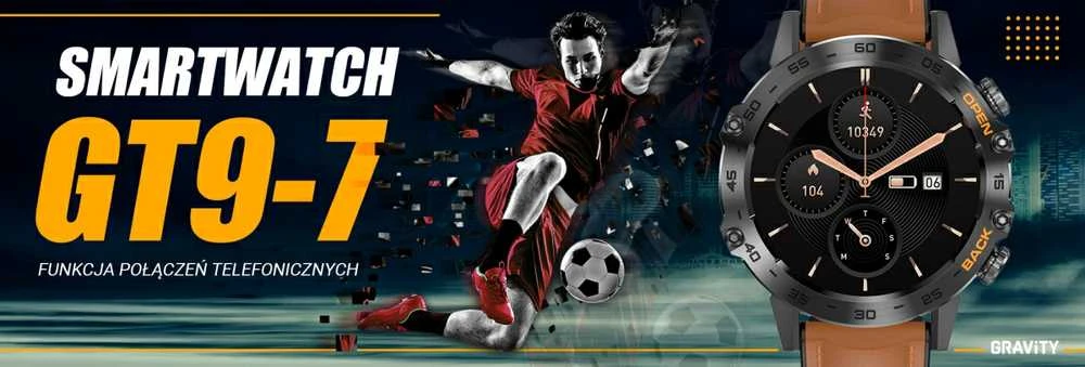 Išmanusis laikrodis Gravity GT9-7, Juodos spalvos korpusas su rudos spalvos dirželiu
