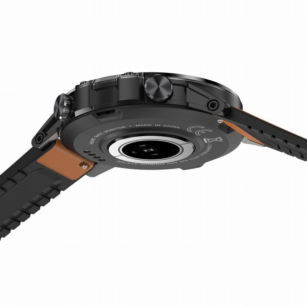Išmanusis laikrodis Gravity GT9-7, Juodos spalvos korpusas su rudos spalvos dirželiu