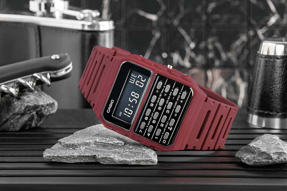 Laikrodis Casio Collection Vintage CASIO VINTAGE CALCULATOR EDGY COLLECTION - Raudonas CA-53-WF-4BDF