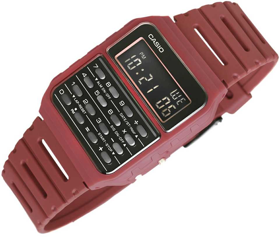 Laikrodis Casio Collection Vintage CASIO VINTAGE CALCULATOR EDGY COLLECTION - Raudonas CA-53-WF-4BDF
