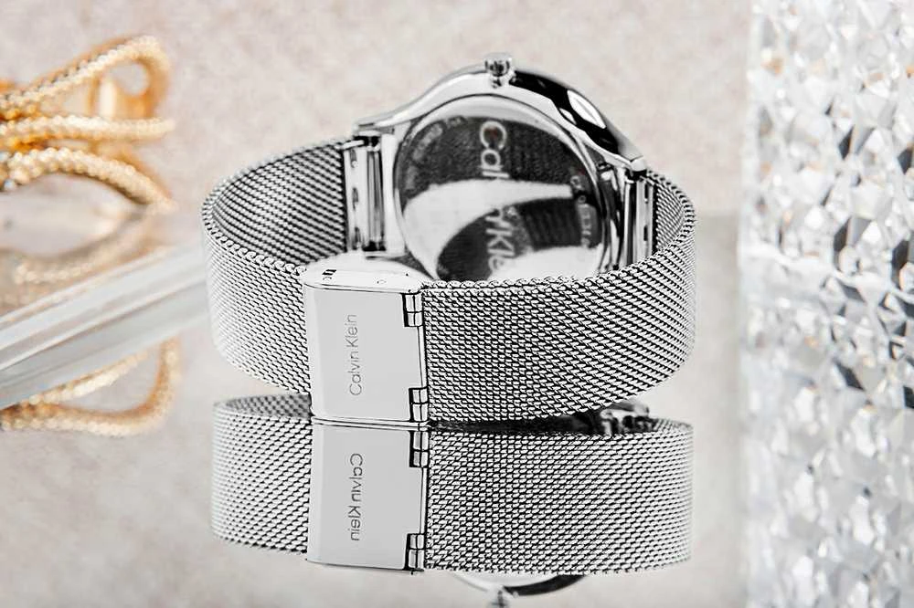 CALVIN KLEIN Nesenstantis tinklinis moteriškas laikrodis 25200001 + DĖŽUTĖ
