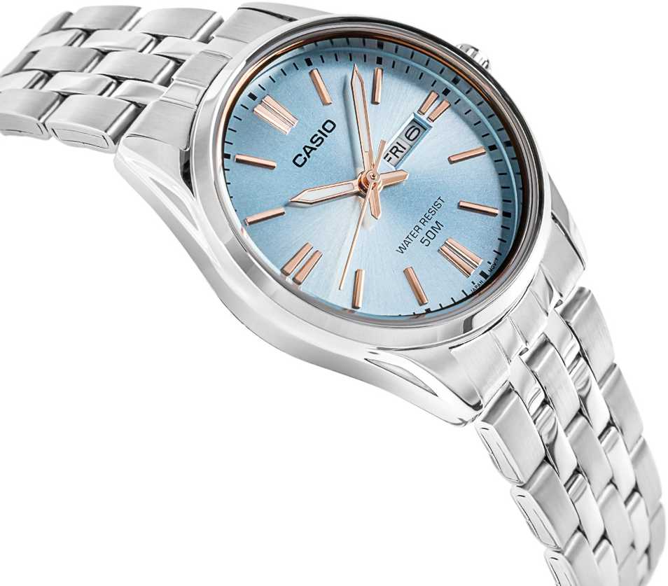 Laikrodis Casio Collection Vintage CASIO COLLECTION LADY DAY & DATE - LIGHT Mėlynas, BRONZE RODYKLĖS LTP-1335D-2AVDF