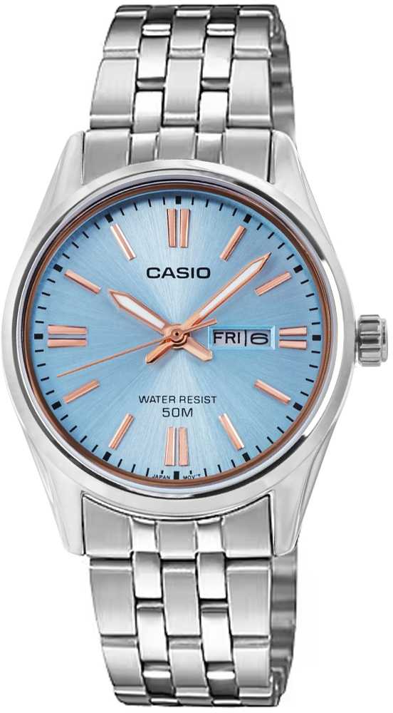 Laikrodis Casio Collection Vintage CASIO COLLECTION LADY DAY & DATE - LIGHT Mėlynas, BRONZE RODYKLĖS LTP-1335D-2AVDF