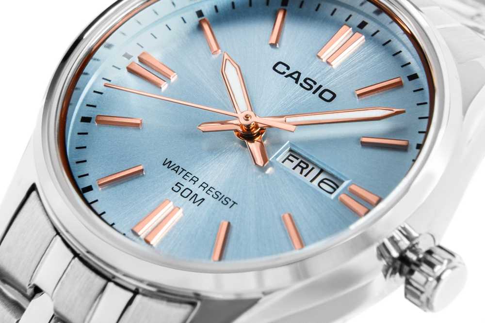 Laikrodis Casio Collection Vintage CASIO COLLECTION LADY DAY & DATE - LIGHT Mėlynas, BRONZE RODYKLĖS LTP-1335D-2AVDF