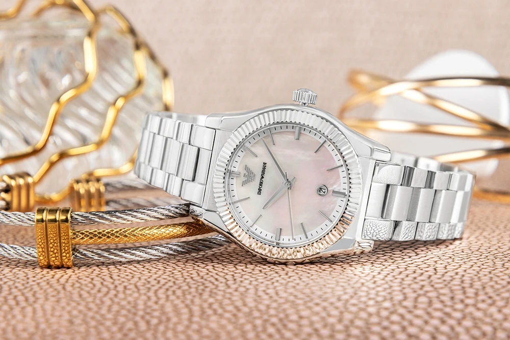 EMPORIO ARMANI AR11723 moteriškas trijų rodyklių laikrodis + DĖŽUTĖ