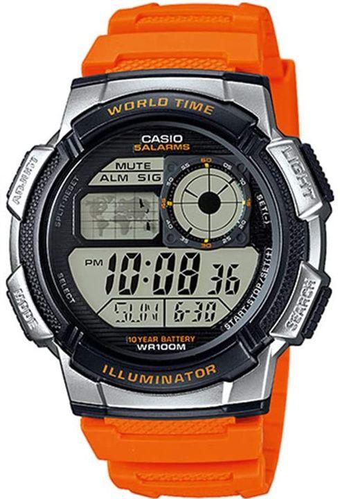Laikrodis Casio Collection Vintage CASIO SPORT DIVER - WORLD TIME ILLUMINATOR 5 ALARMS, 10 YEARS BATTERY - REDCASIO SPORT DIVER - WORLD TIME ILLUMINATOR 5 ALARMS, 10 YEARS BATTERY - Oranžinis AE-1000W-4BVDF