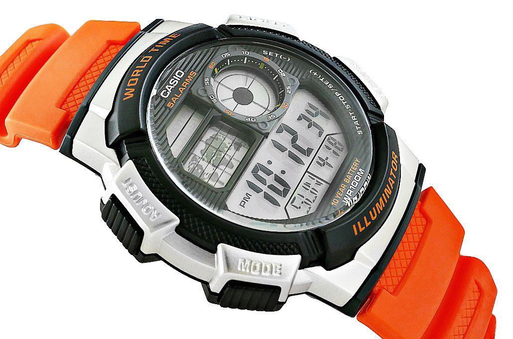 Laikrodis Casio Collection Vintage CASIO SPORT DIVER - WORLD TIME ILLUMINATOR 5 ALARMS, 10 YEARS BATTERY - REDCASIO SPORT DIVER - WORLD TIME ILLUMINATOR 5 ALARMS, 10 YEARS BATTERY - Oranžinis AE-1000W-4BVDF