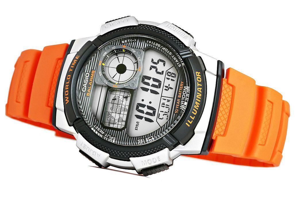 Laikrodis Casio Collection Vintage CASIO SPORT DIVER - WORLD TIME ILLUMINATOR 5 ALARMS, 10 YEARS BATTERY - REDCASIO SPORT DIVER - WORLD TIME ILLUMINATOR 5 ALARMS, 10 YEARS BATTERY - Oranžinis AE-1000W-4BVDF